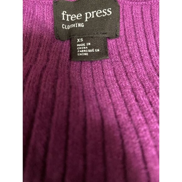 Free Press V-Neck Ribbed Knit Sweater Women's XS Purple Long Sleeve Lightweight - Picture 5 of 6
